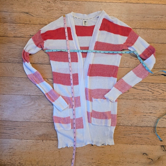 Roxy Red and White Striped Cardigan Sweater coconut girl nautical preppy - Picture 5 of 7